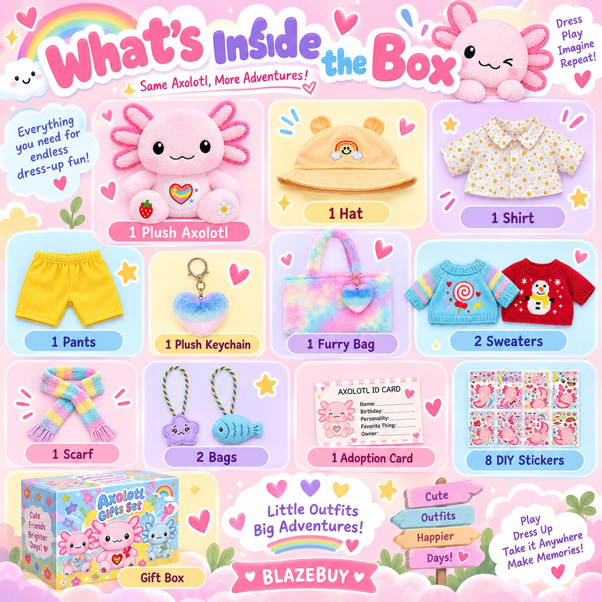 Axolotl Dress Up Plush Set