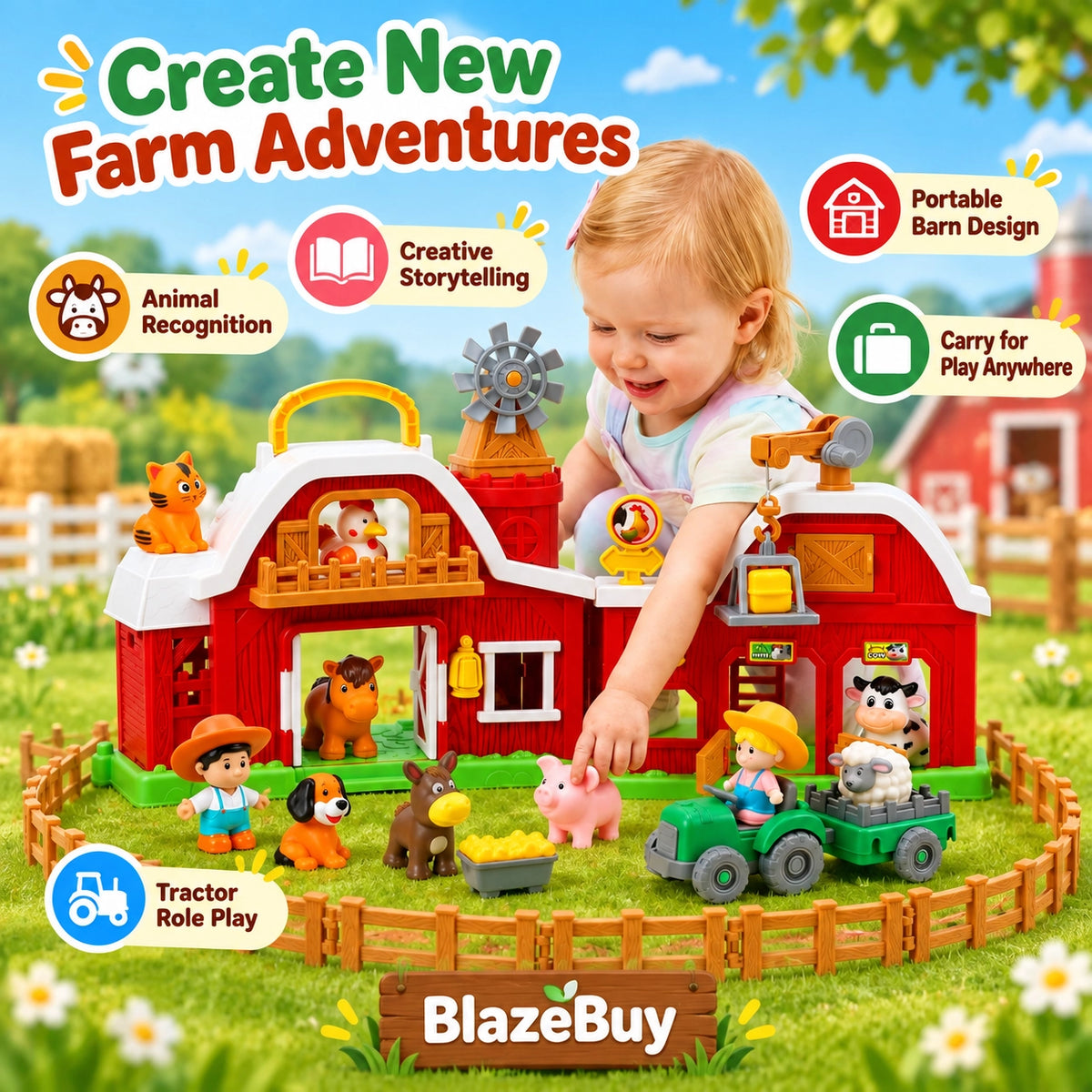 Farm Barn Playset Toy