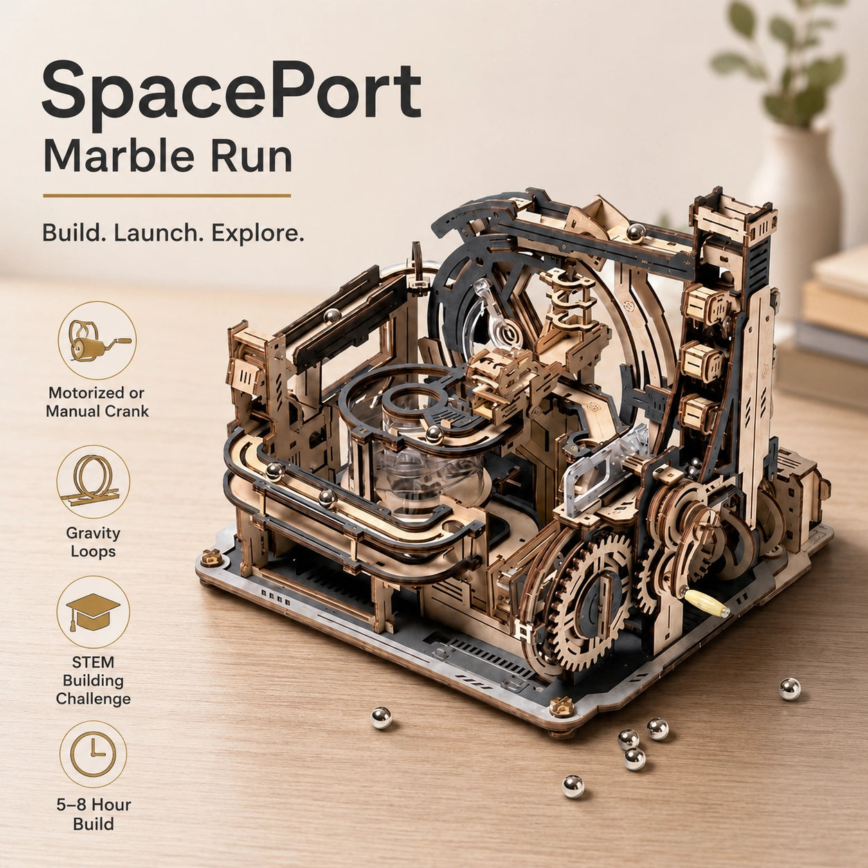 Wooden Marble Run Puzzle Set