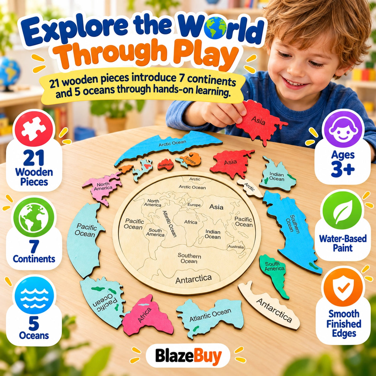 Wooden World Map Puzzle