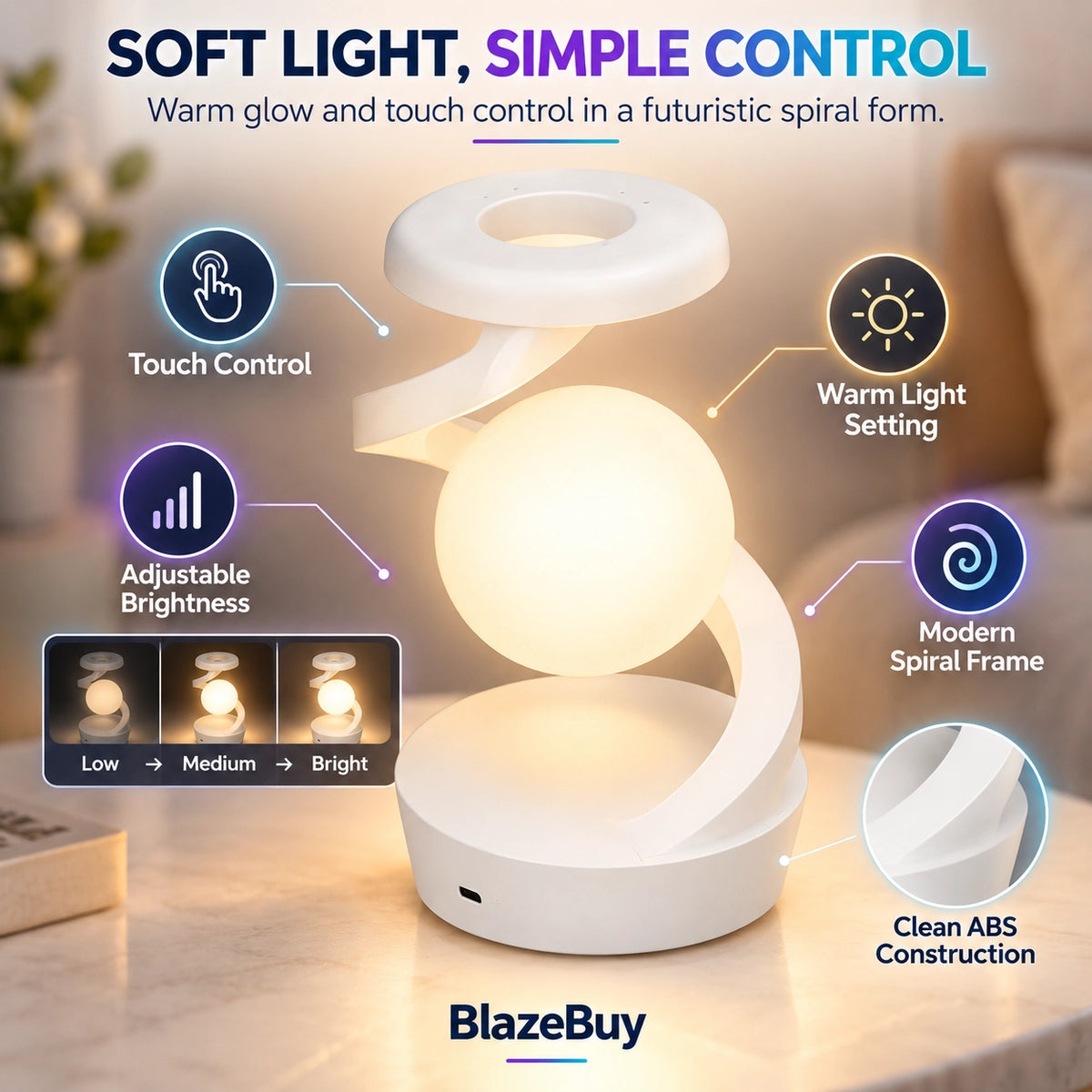 Levitating LED Spiral Lamp