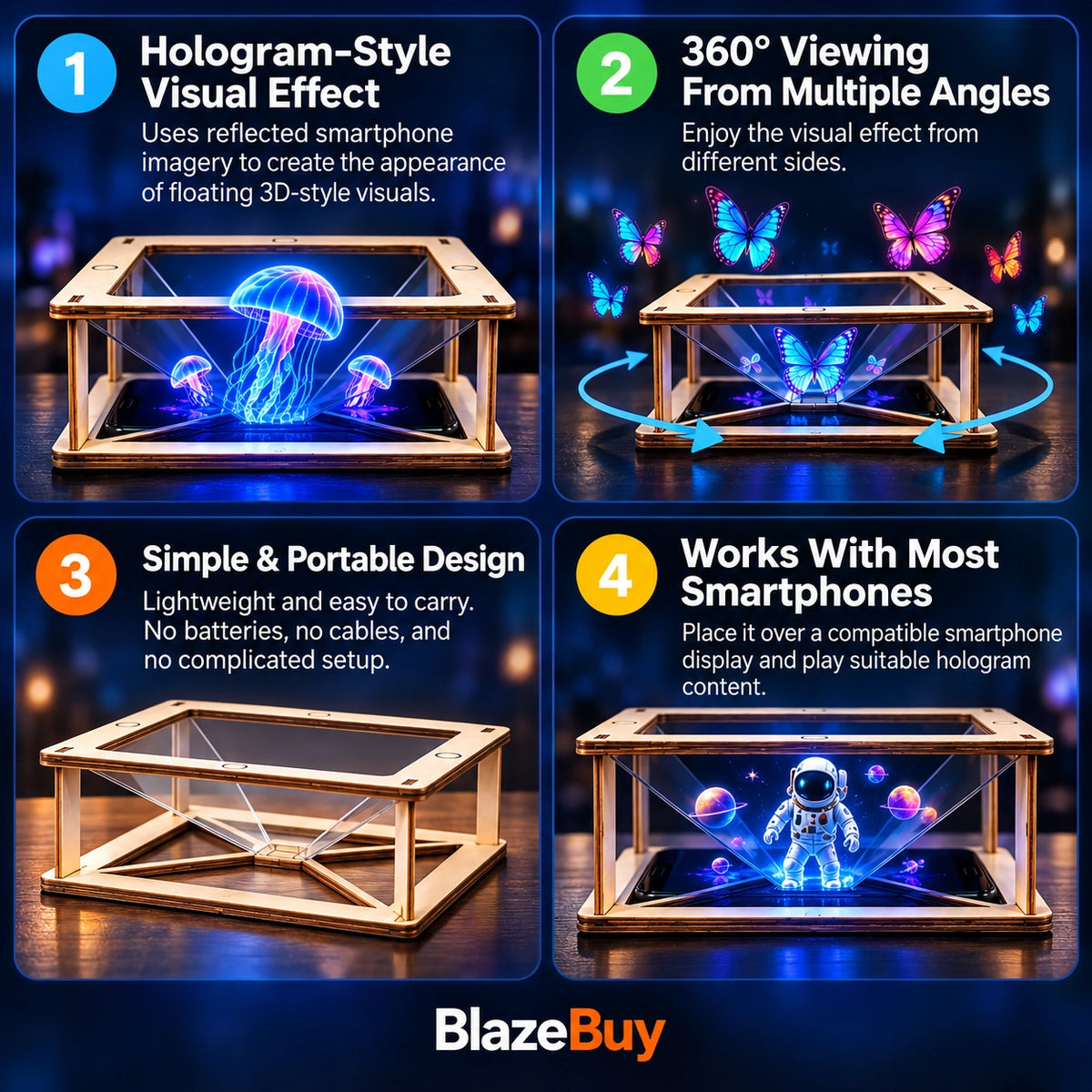 3D Hologram Projector Pyramid