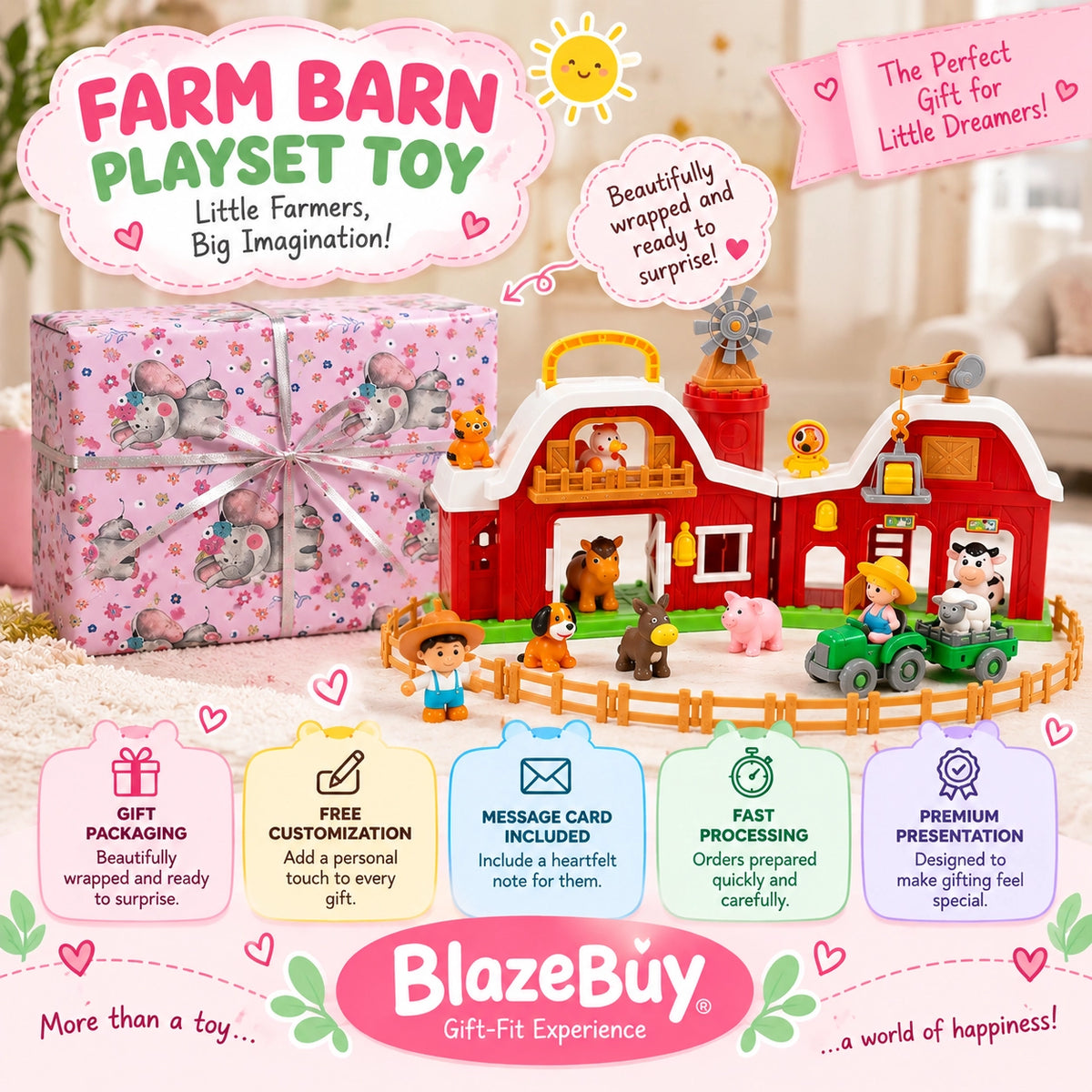 Farm Barn Playset Toy