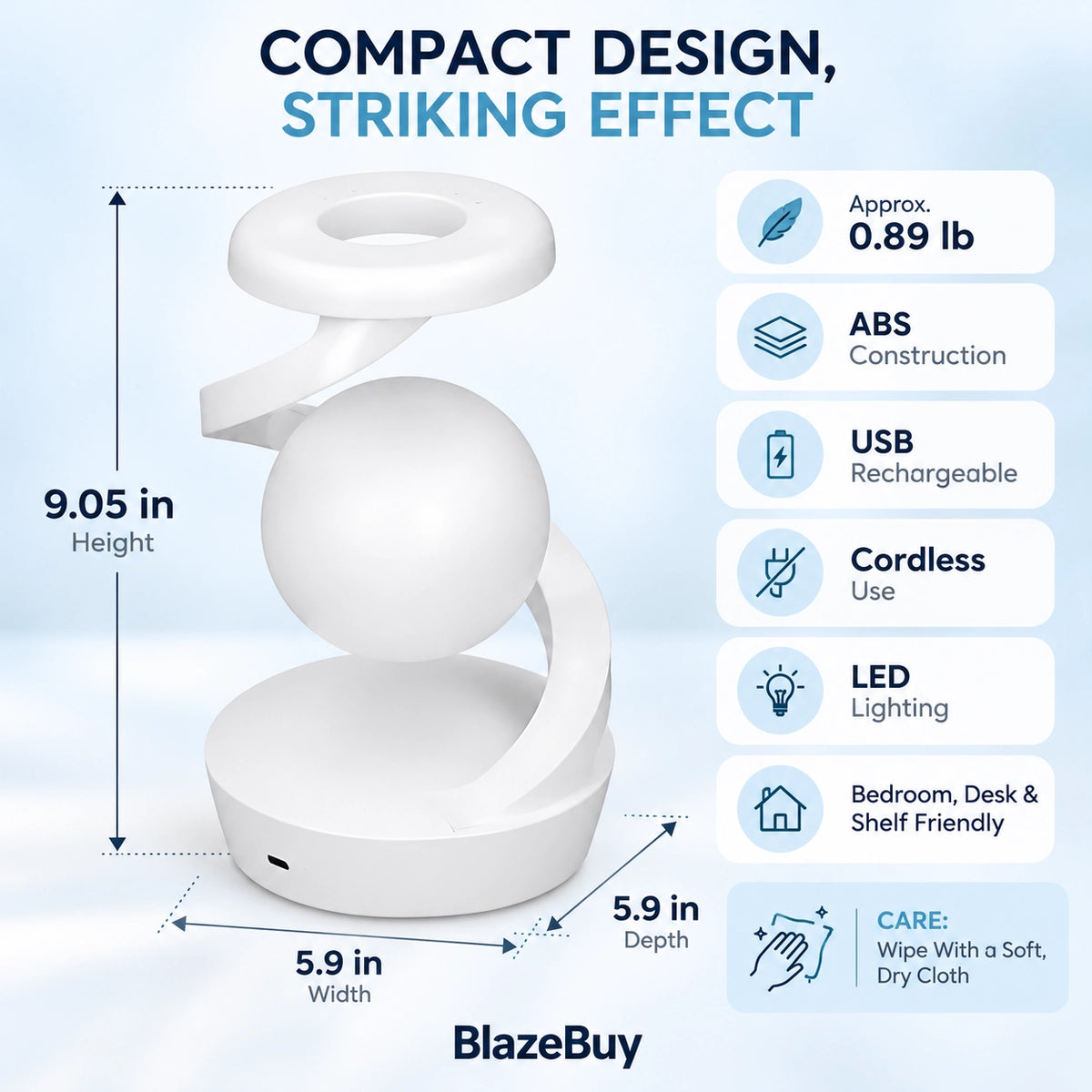 Levitating LED Spiral Lamp