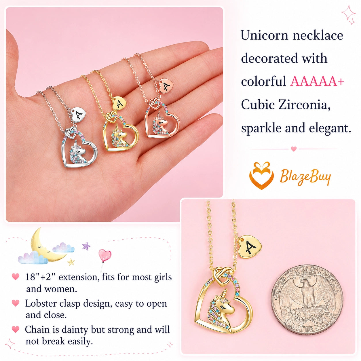 Unicorn Heart Pendant Necklace