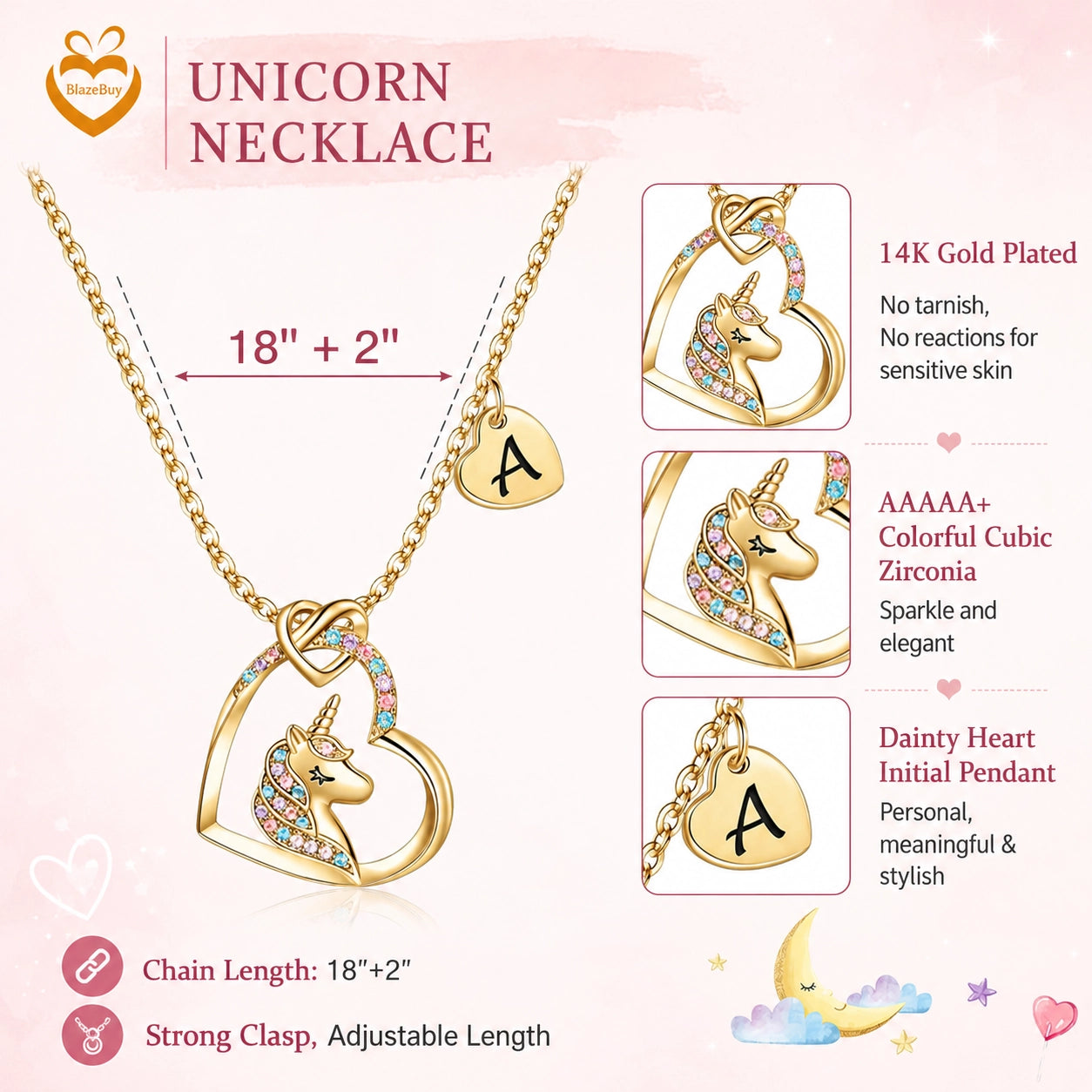 Unicorn Heart Pendant Necklace