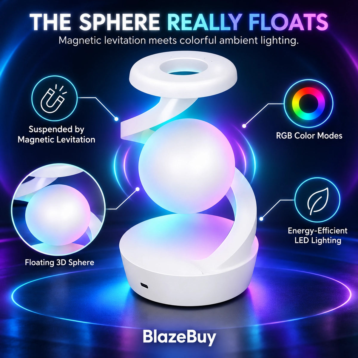 Levitating LED Spiral Lamp