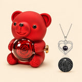 Teddy Bear Preserved Rose Necklace