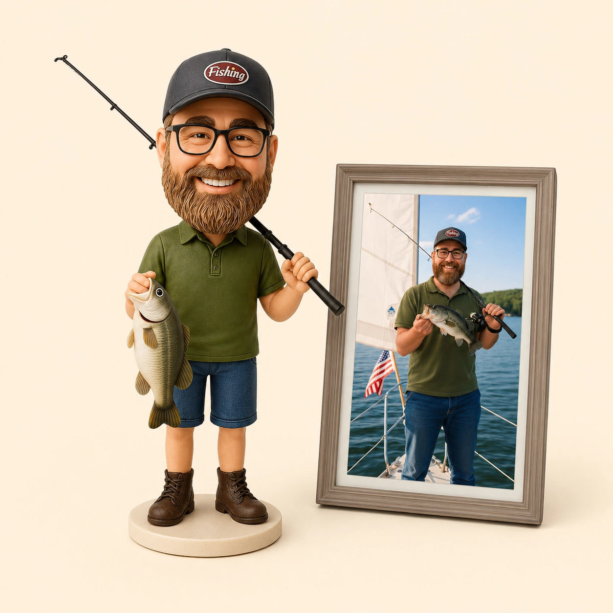 Personalized Fisherman Bobblehead Figure