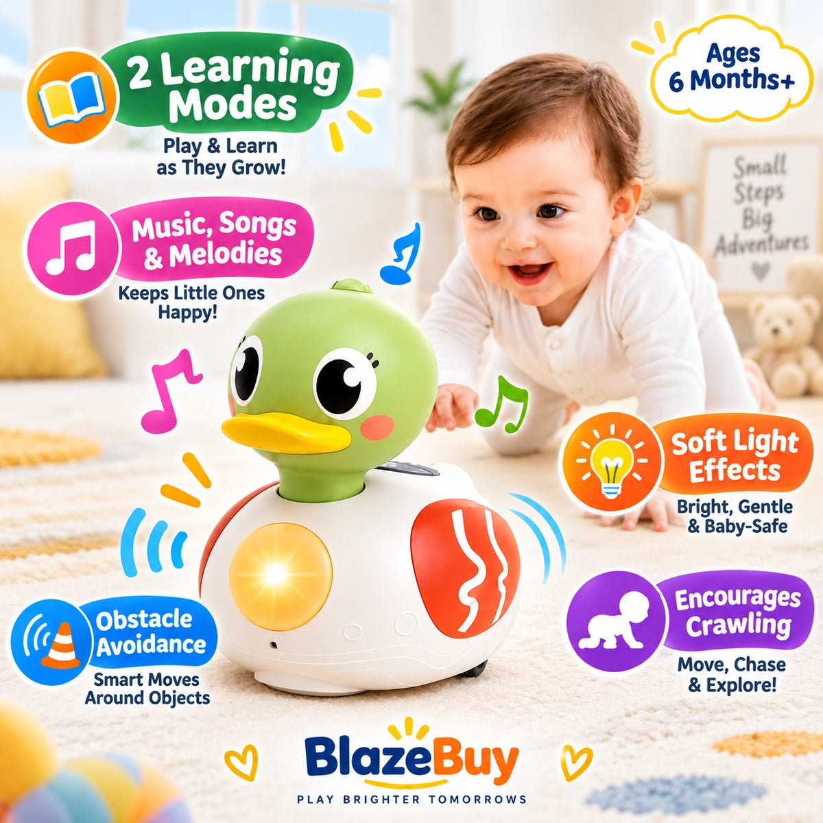 Musical Crawling Duck Toy