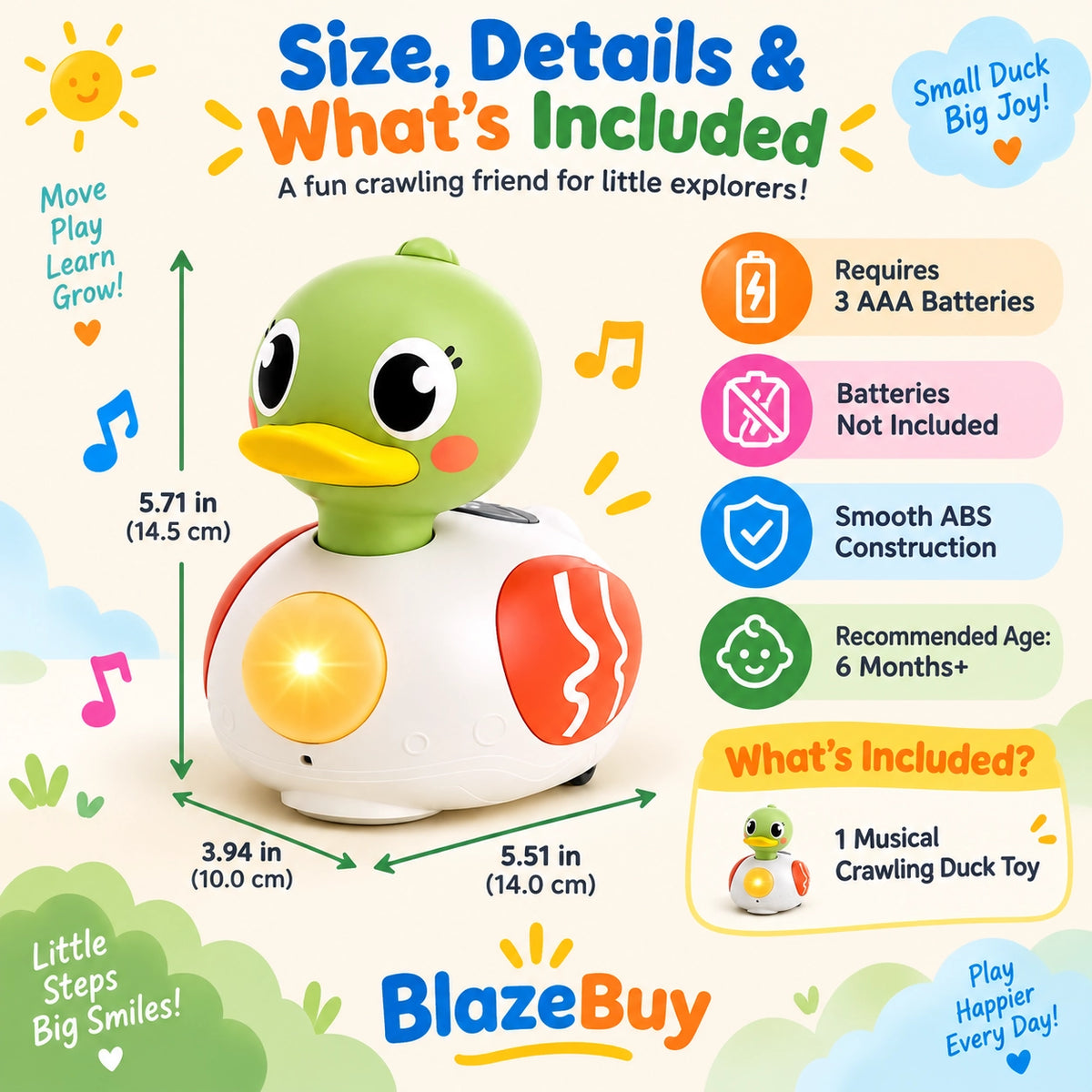 Musical Crawling Duck Toy