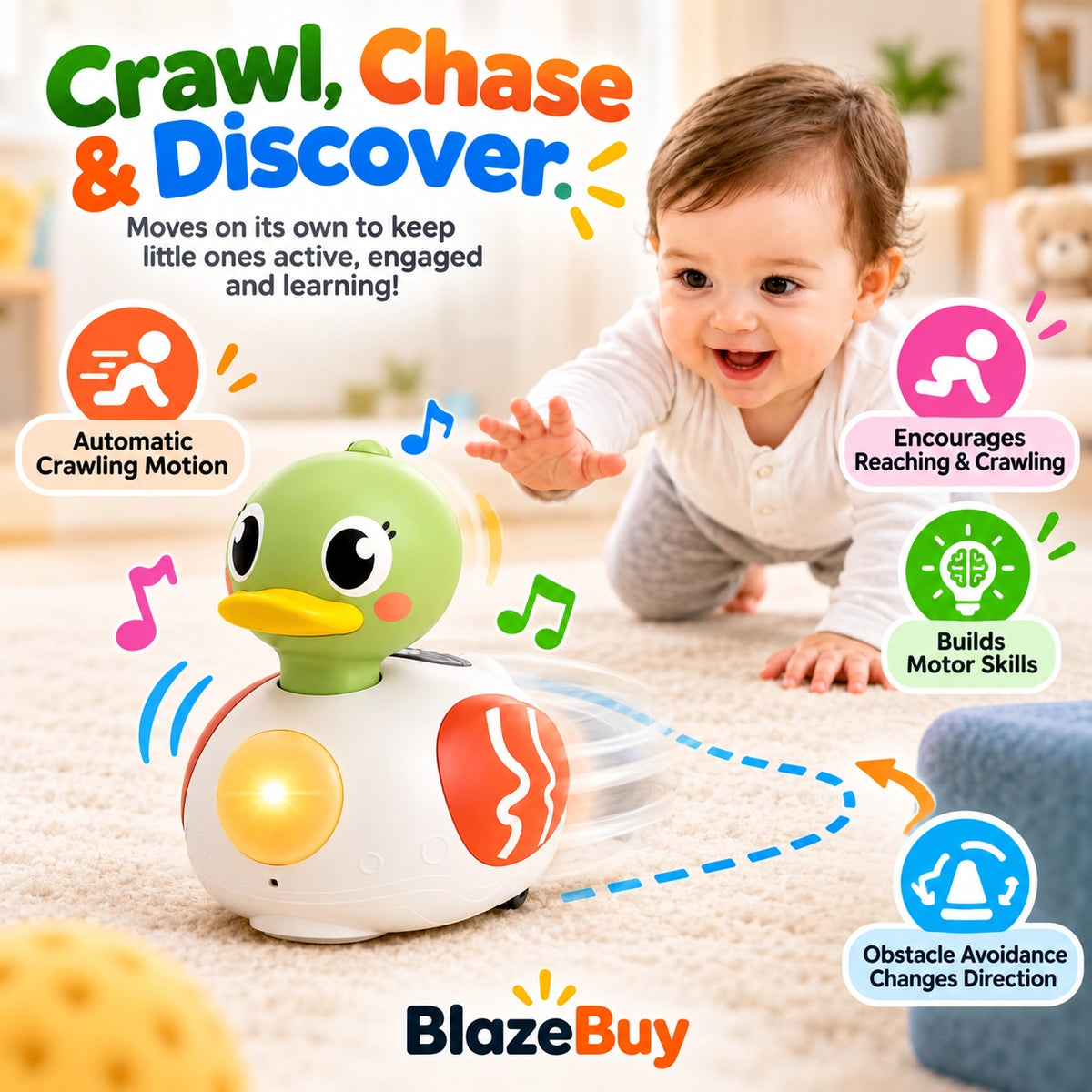 Musical Crawling Duck Toy