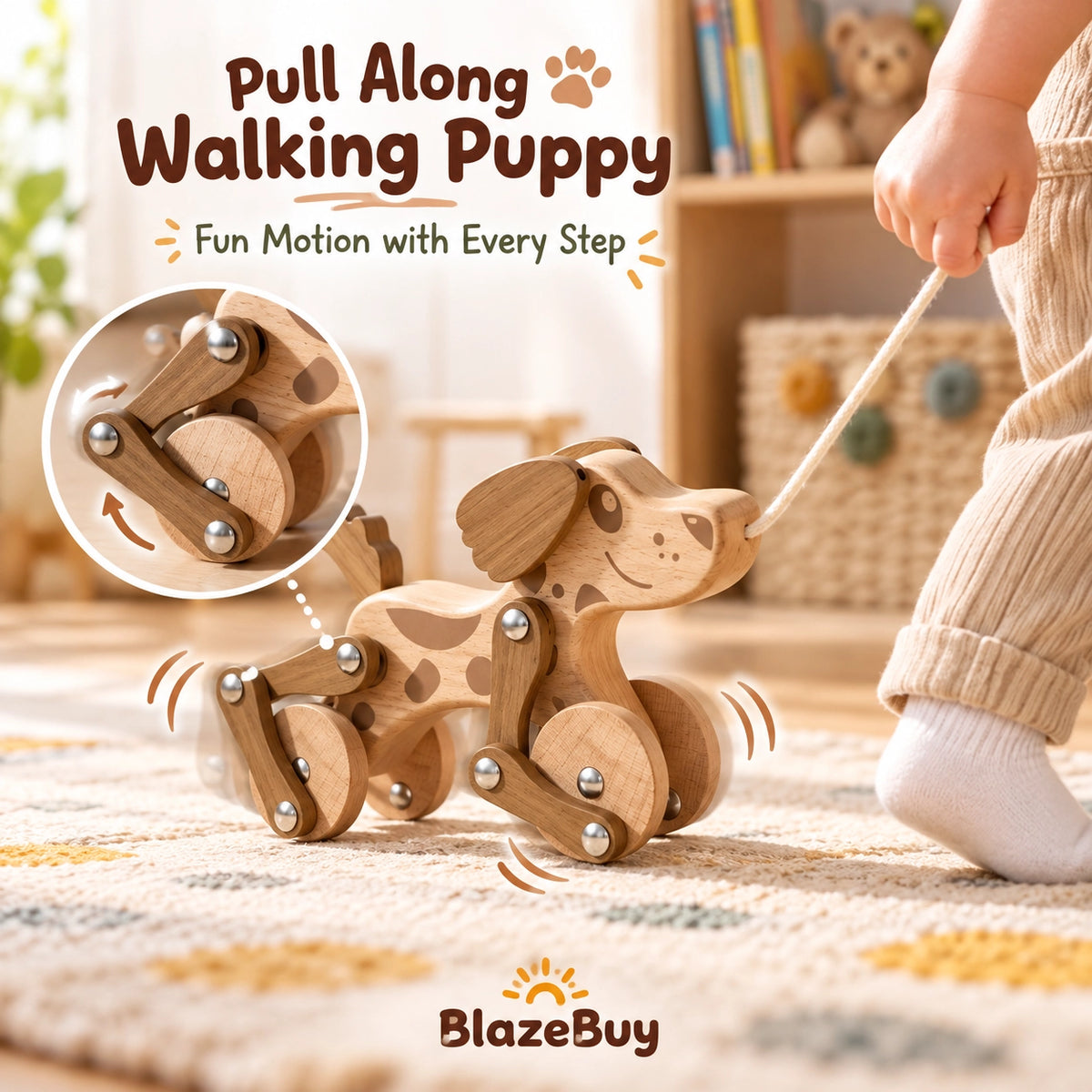 Wooden Puppy Pull Toy