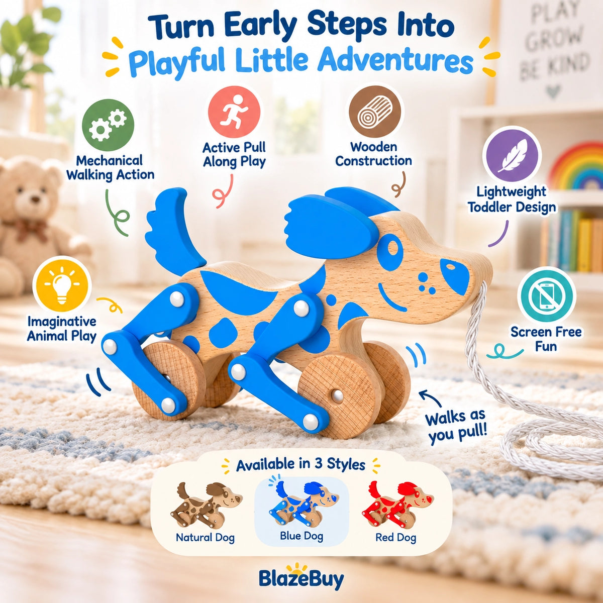 Wooden Puppy Pull Toy