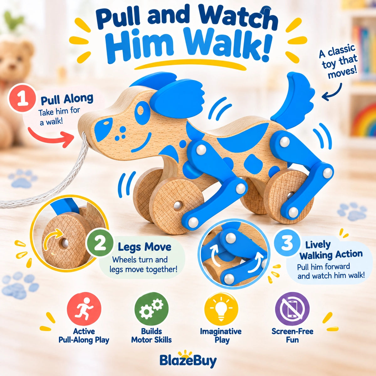 Wooden Puppy Pull Toy
