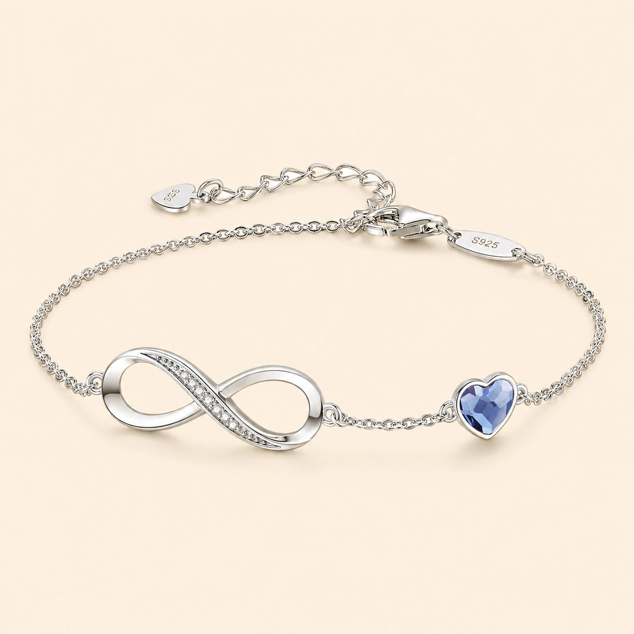 Infinity Heart Birthstone Bracelet