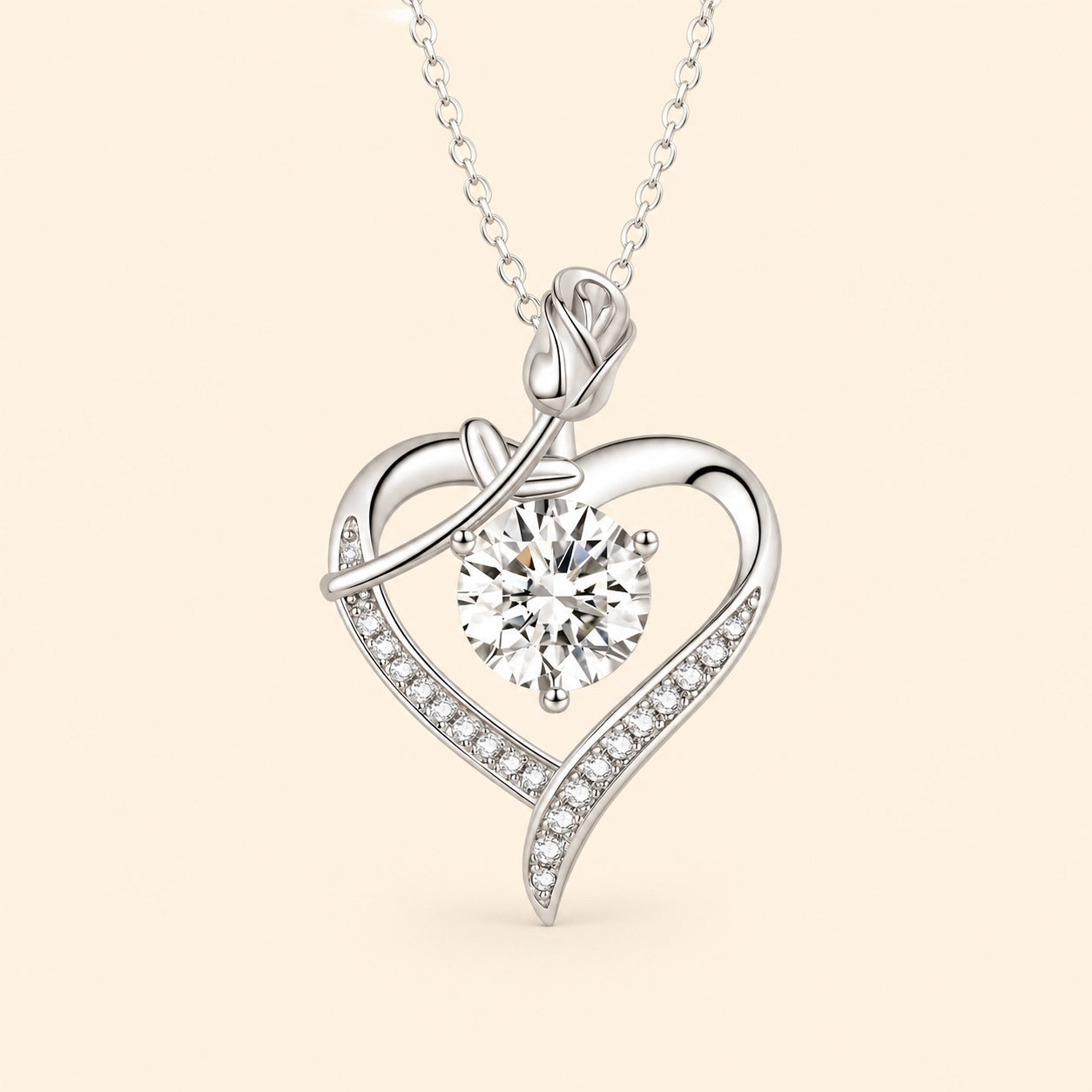 Rose Heart Moissanite Necklace