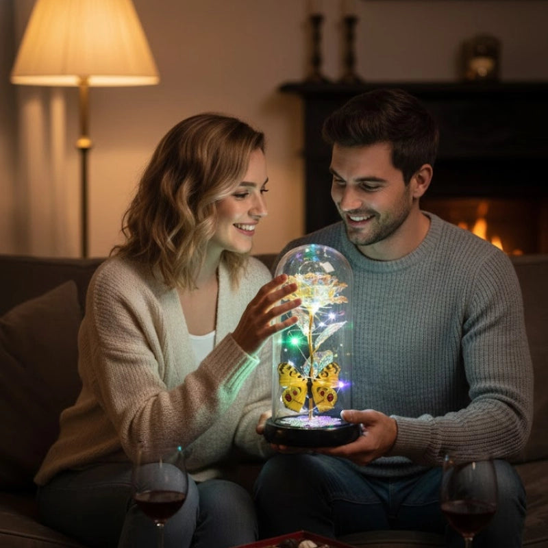 Galaxy Glass Rose Lamp