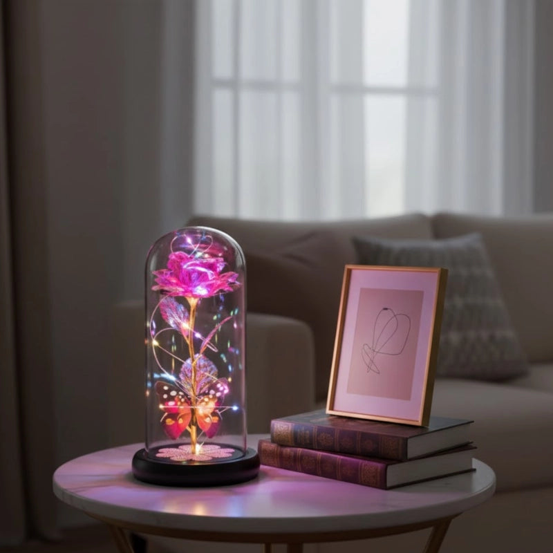 Galaxy Glass Rose Lamp
