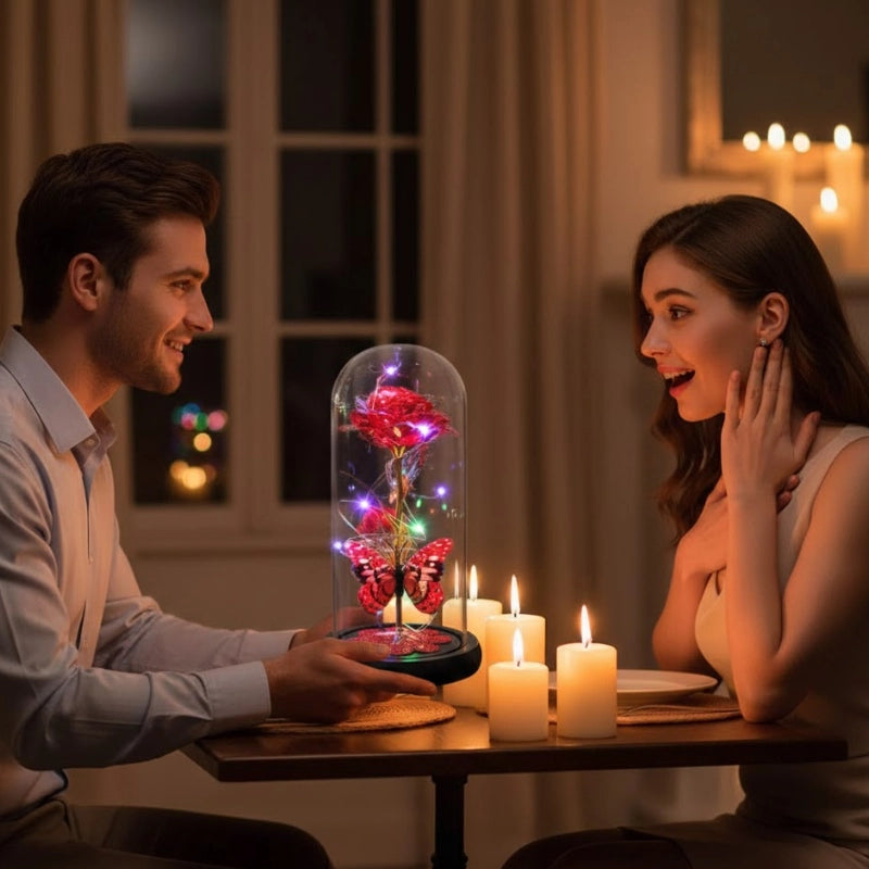 Galaxy Glass Rose Lamp