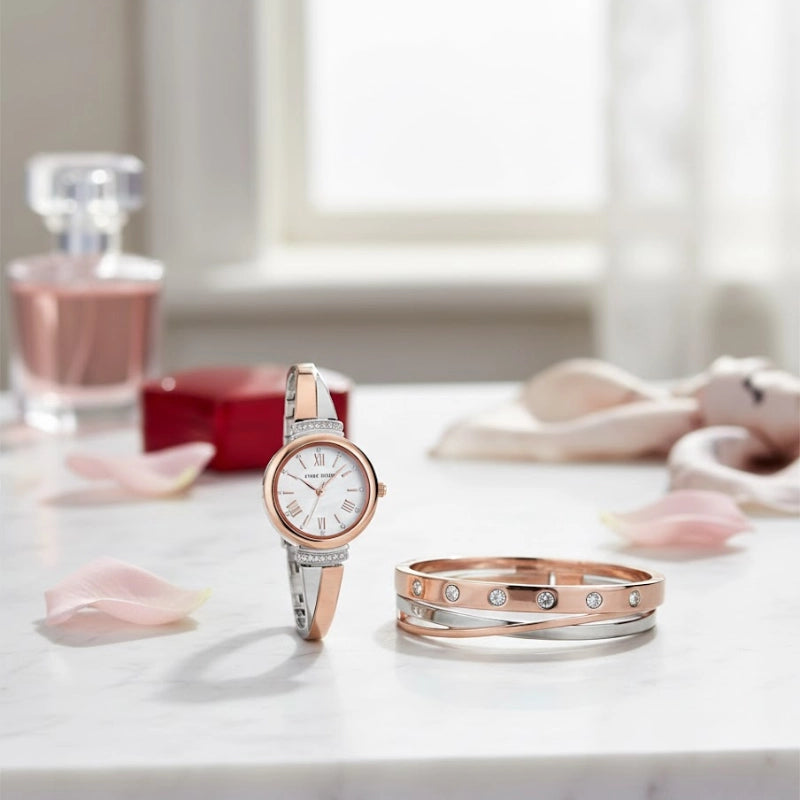 Crystal Bangle Watch Set