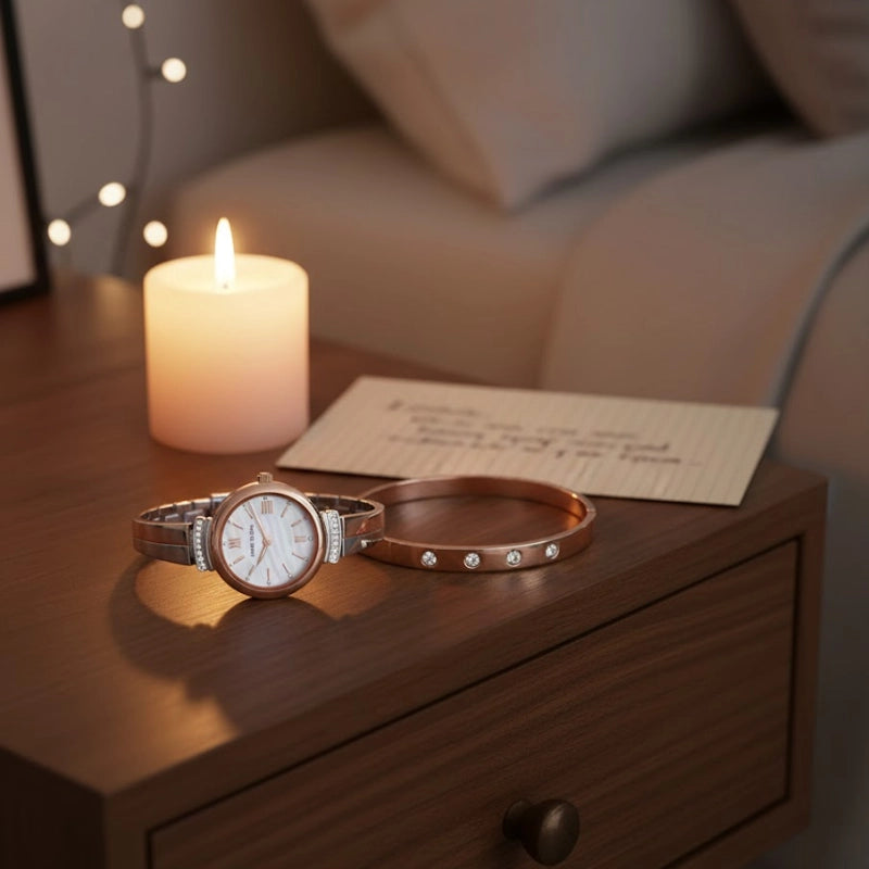 Crystal Bangle Watch Set
