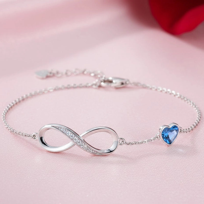 Infinity Heart Birthstone Bracelet