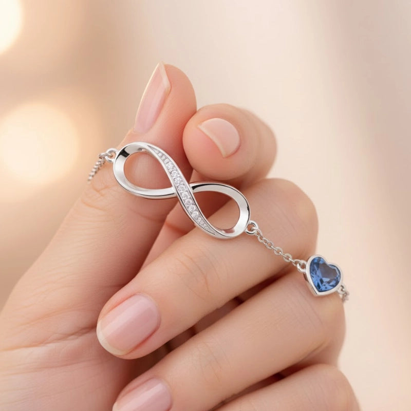 Infinity Heart Birthstone Bracelet