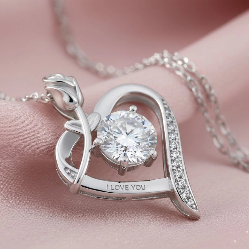 Rose Heart Moissanite Necklace