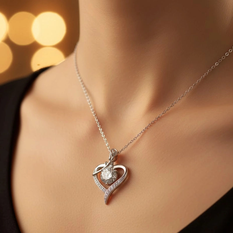 Rose Heart Moissanite Necklace