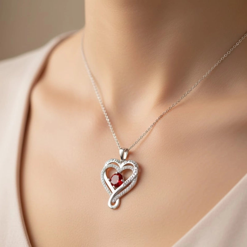 Infinity Heart Birthstone Necklace