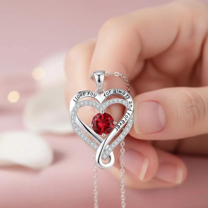 Infinity Heart Birthstone Necklace