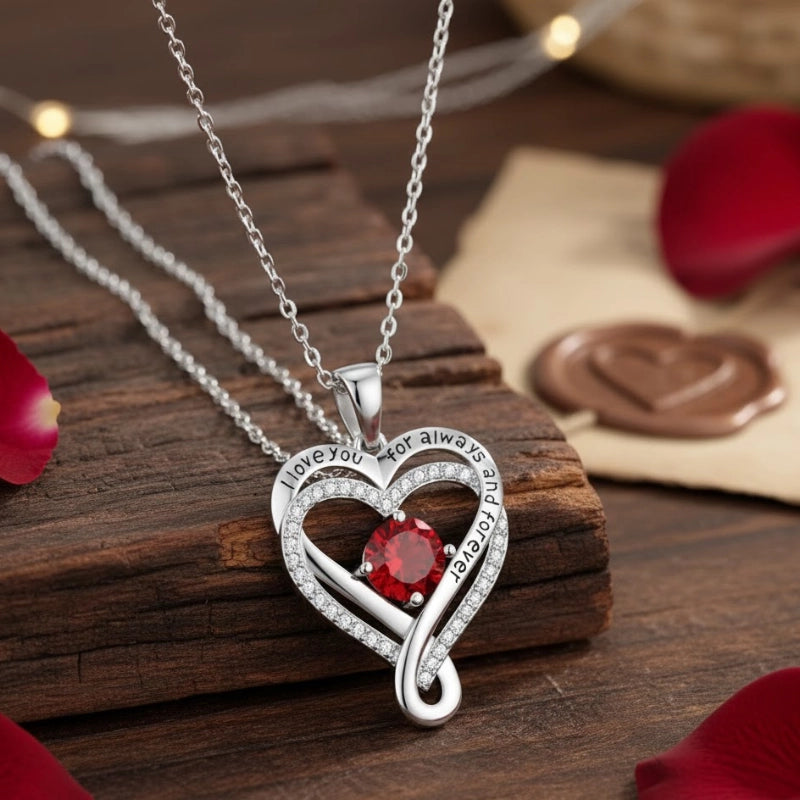 Infinity Heart Birthstone Necklace