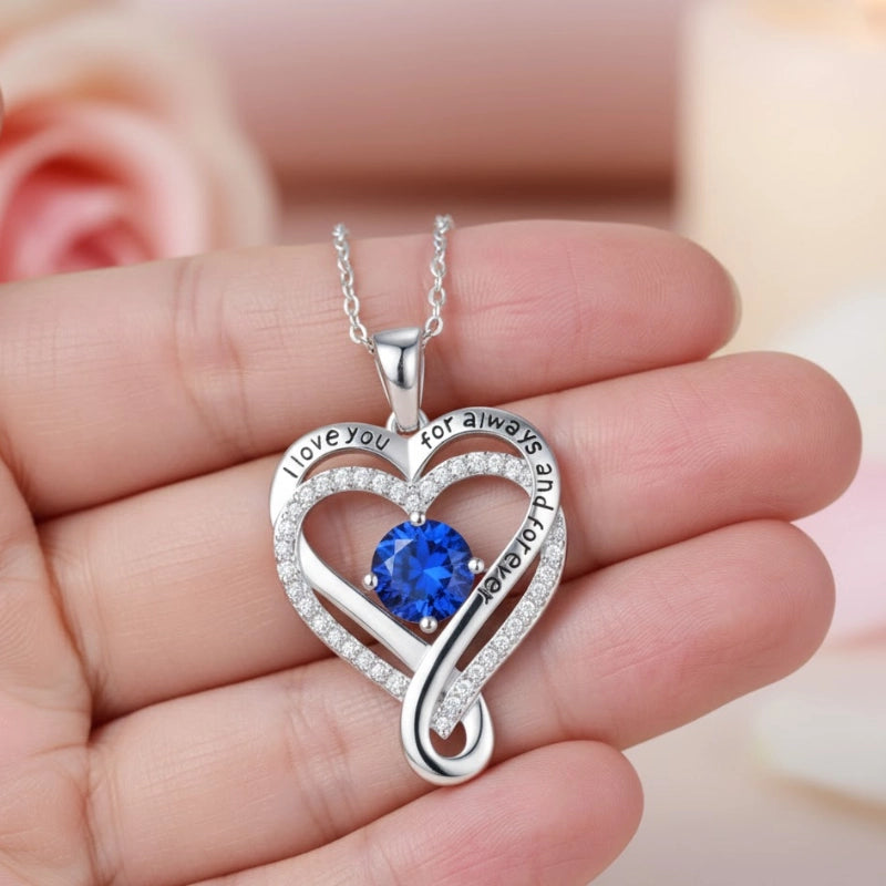 Infinity Heart Birthstone Necklace