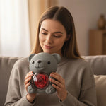 Teddy Bear Preserved Rose Necklace