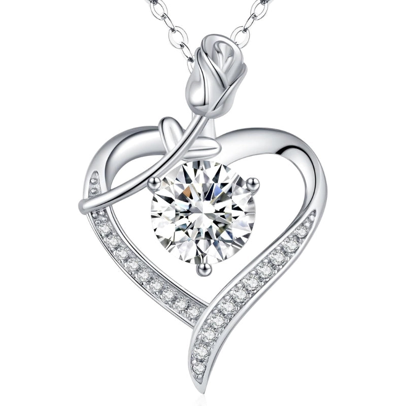 Rose Heart Moissanite Necklace