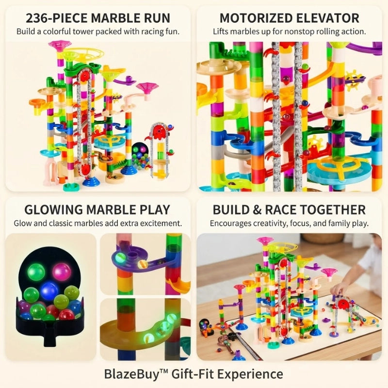 Glowing Elevator Marble Run Set