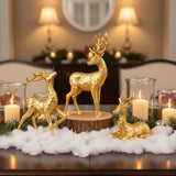 Golden Reindeer Family Figurines