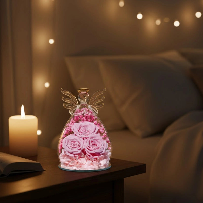 Angel Rose Glass Dome
