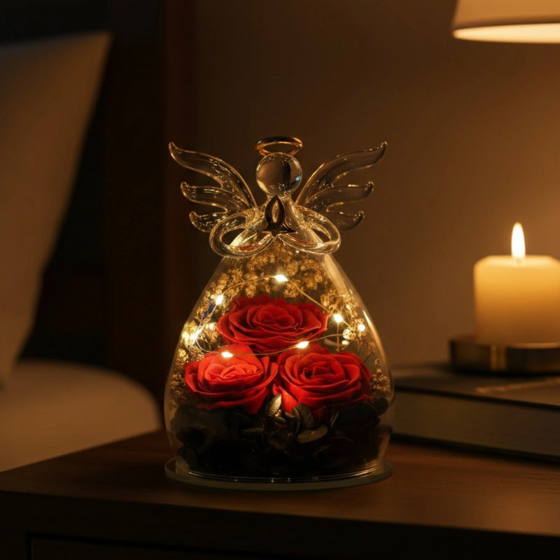 Angel Rose Glass Dome