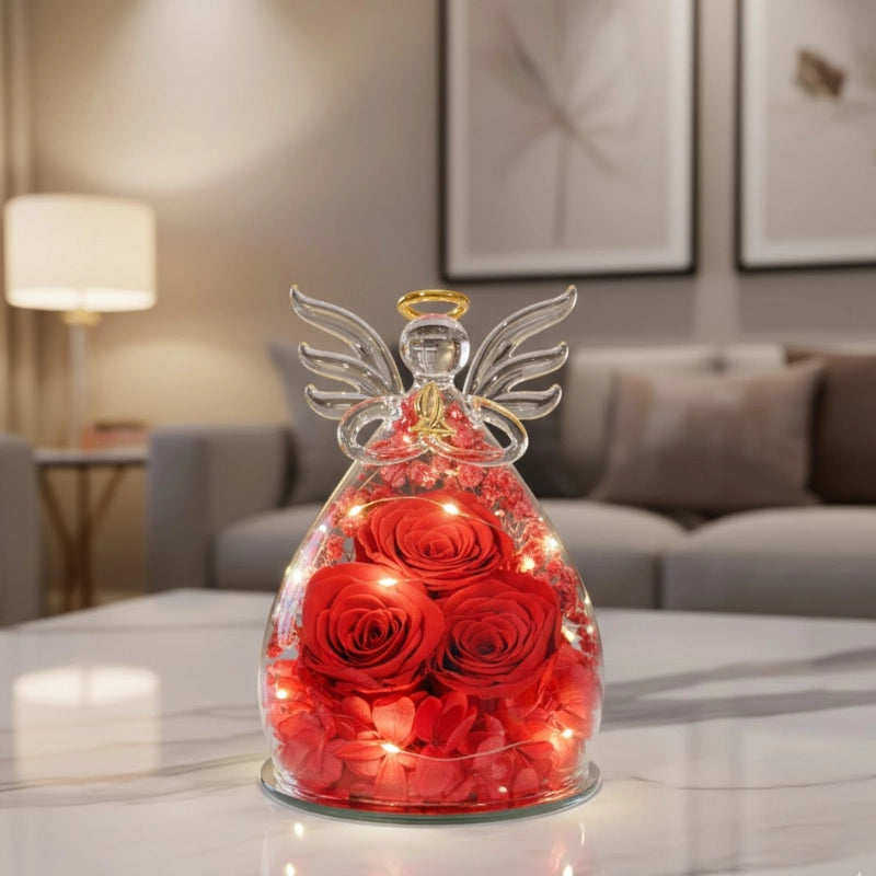Angel Rose Glass Dome