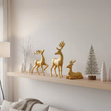 Golden Reindeer Family Figurines