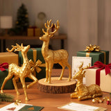 Golden Reindeer Family Figurines