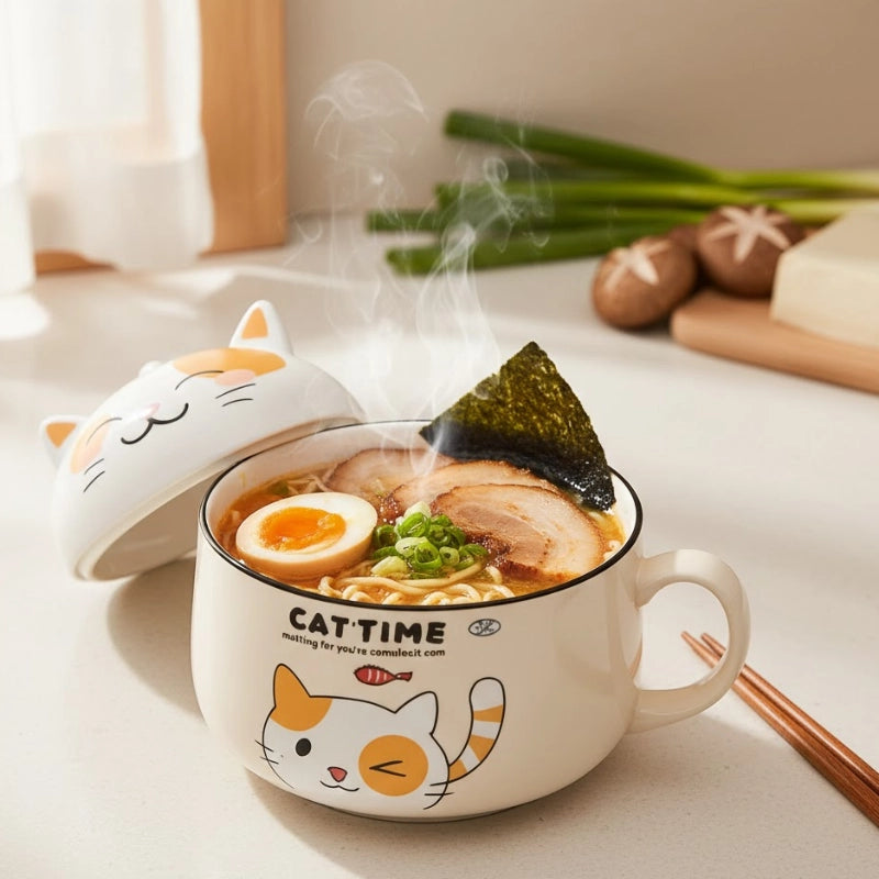 Cute Cat Ramen Bowl Set