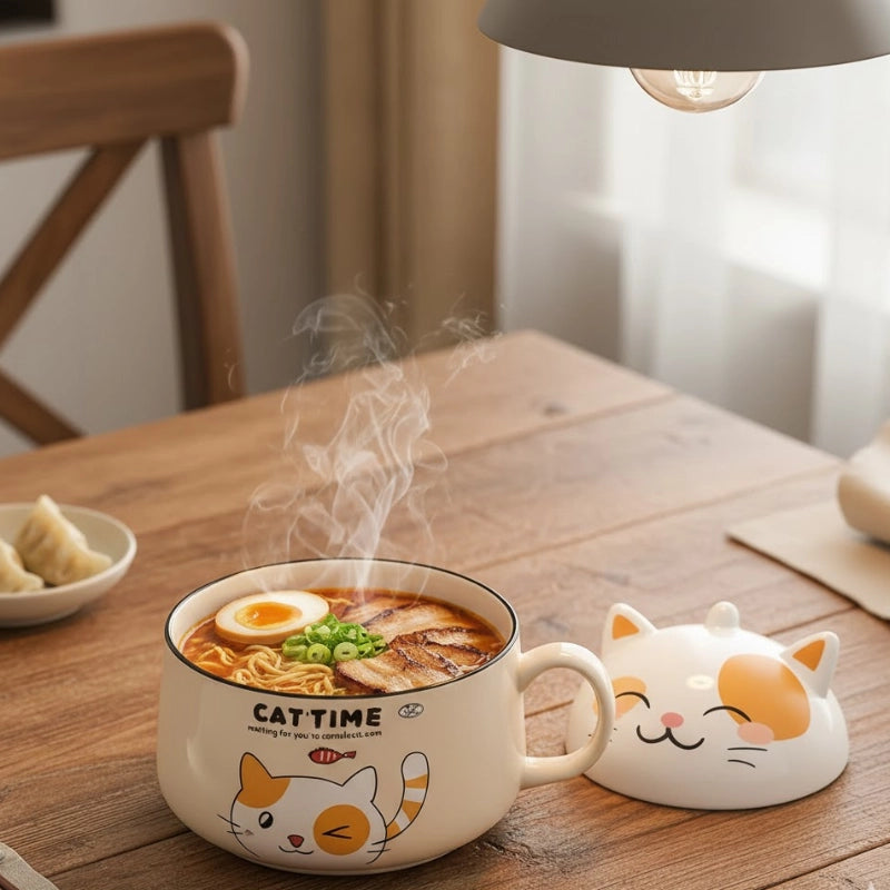 Cute Cat Ramen Bowl Set