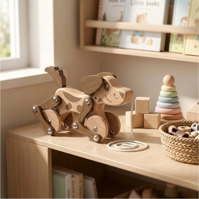 Wooden Puppy Pull Toy